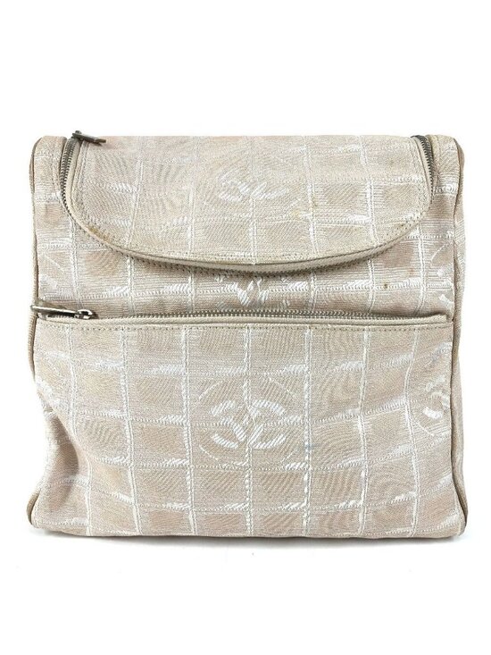 Chanel Backpack CC Logo Nylon Leather Beige main image 4